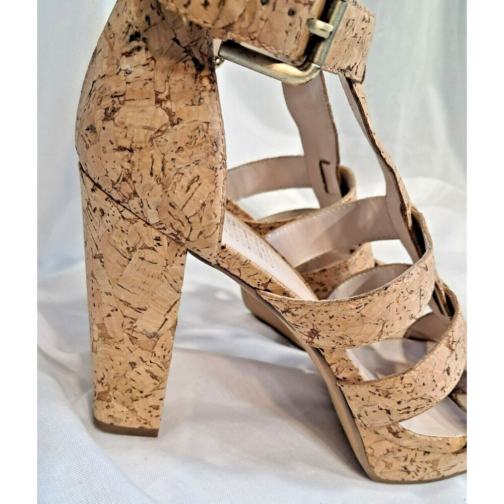MRKT Elyse Natural Cork Strappy Summer Heels Size 7.5M Womens - Picture 4 of 15